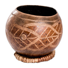 Load image into Gallery viewer, Hand-Carved Sunflower-Themed Dried Gourd Decorative Accent - Sunflower Essence | NOVICA
