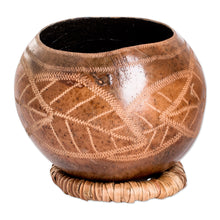 Load image into Gallery viewer, Hand-Carved Sunflower-Themed Dried Gourd Decorative Accent - Sunflower Essence | NOVICA
