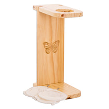 Load image into Gallery viewer, Butterfly-Themed Pinewood Single-Serve Drip Coffee Stand - Magical Scents | NOVICA
