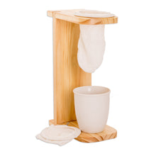 Load image into Gallery viewer, Handcrafted Pinewood Single-Serve Drip Coffee Stand - Delightful Scents | NOVICA

