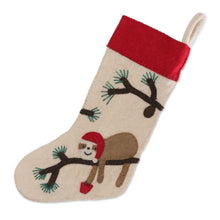 Load image into Gallery viewer, Nature-Themed Applique Wool Felt Christmas Stocking - Tranquil Season | NOVICA
