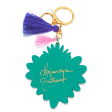 Load image into Gallery viewer, Hand-Painted Wood Heart Keychain &amp; Bag Charm with Tassels - Shimmering Heart | NOVICA
