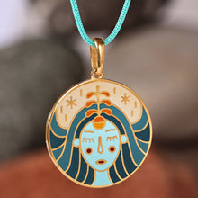 Load image into Gallery viewer, Painted 18k Gold-Plated Virgo Enamel Pendant Necklace - The Virgo Emblem | NOVICA
