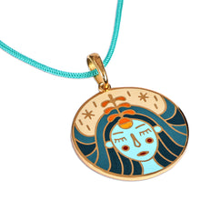 Load image into Gallery viewer, Painted 18k Gold-Plated Virgo Enamel Pendant Necklace - The Virgo Emblem | NOVICA
