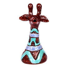 Load image into Gallery viewer, Ceramic Giraffe Sculpture with Blue and Purple Waves - Tall Waves | NOVICA
