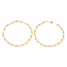 Load image into Gallery viewer, High-Polished 18k Gold-Plated Brass Half-Hoop Earrings - Triumph Ribbons | NOVICA
