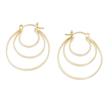 Load image into Gallery viewer, High-Polished Modern 18k Gold-Plated Hoop Earrings - Hypnotizing Victory | NOVICA
