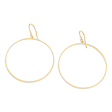 Load image into Gallery viewer, High Polished Round 18k Gold-Plated Dangle Earrings - Triumphal Infinity | NOVICA

