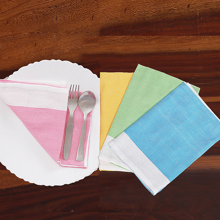 Set of 4 Handwoven Colorful Cotton Napkins - Colorful Meals | NOVICA