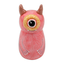Load image into Gallery viewer, Hand-Painted Whimsical Pink Recycled Teak Ogre Figurine - Pink Ogre | NOVICA
