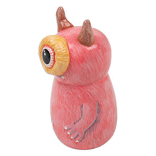Load image into Gallery viewer, Hand-Painted Whimsical Pink Recycled Teak Ogre Figurine - Pink Ogre | NOVICA
