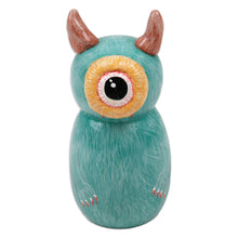 Load image into Gallery viewer, Hand-Painted Whimsical Turquoise Recycled Teak Ogre Figurine - Turquoise Ogre | NOVICA
