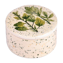 Load image into Gallery viewer, Hand-Painted Glazed Ceramic Jewelry Box with Leaf Motif - Leaves and Dots | NOVICA
