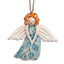 Load image into Gallery viewer, Hand-Painted Glazed Ceramic Angel Ornament from Armenia - Sleeping Angel | NOVICA
