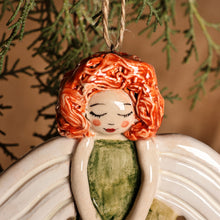 Load image into Gallery viewer, Hand-Painted Glazed Ceramic Sleeping Angel Ornament - Dreaming Angel | NOVICA
