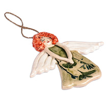 Load image into Gallery viewer, Hand-Painted Glazed Ceramic Sleeping Angel Ornament - Dreaming Angel | NOVICA
