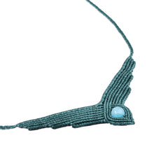 Load image into Gallery viewer, Handmade Macrame Long Pendant Necklace with Amazonite Stone - Vibrant Glamor | NOVICA
