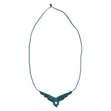 Load image into Gallery viewer, Handmade Macrame Long Pendant Necklace with Amazonite Stone - Vibrant Glamor | NOVICA
