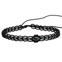 Load image into Gallery viewer, Handmade Sodalite Cotton Macrame Choker Necklace in Black - Stylish Black | NOVICA
