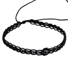 Load image into Gallery viewer, Handmade Sodalite Cotton Macrame Choker Necklace in Black - Stylish Black | NOVICA
