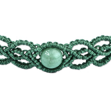 Load image into Gallery viewer, Jade Macrame Choker Necklace Handmade in Aqua Cotton Cords - Stylish Aqua | NOVICA
