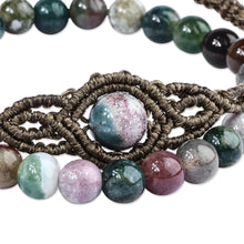 Load image into Gallery viewer, Set of 2 Macrame and Beaded Bracelets with Green Agate Gems - New Spirit | NOVICA
