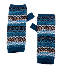 Load image into Gallery viewer, 100% Baby Alpaca Knit Fingerless Mitts in Blue from Peru - Humantay Lake | NOVICA
