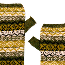 Load image into Gallery viewer, 100% Baby Alpaca Knit Fingerless Mitts in Green from Peru - Mystic Jungle | NOVICA
