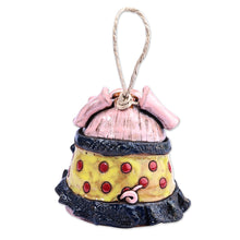 Load image into Gallery viewer, Hand-Painted Mother Pig with Piglets Ceramic Bell Ornament - Momma Pig | NOVICA
