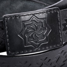 Load image into Gallery viewer, Men&#39;s Handcrafted Black Armenian-Inspired Leather Belt - Armenian Icon | NOVICA
