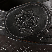 Load image into Gallery viewer, Men&#39;s Handcrafted Classic Black 100% Leather Belt - Shadow Icon | NOVICA
