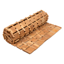 Load image into Gallery viewer, Handcrafted Geometric Natural Brown Teak Wood Mat from Bali - Forest's Cobblestone | NOVICA
