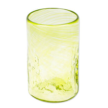 Load image into Gallery viewer, 4 Hand Blown Eco-Friendly Recycled Glass Tumblers in Green - Garden Relaxation in Lemon | NOVICA
