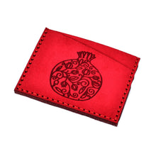 Load image into Gallery viewer, Pomegranate-Themed Red Suede Card Holder from Armenia - Romance Icon | NOVICA
