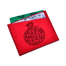 Load image into Gallery viewer, Pomegranate-Themed Red Suede Card Holder from Armenia - Romance Icon | NOVICA
