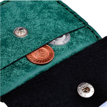 Load image into Gallery viewer, Green Suede Card Holder Accented with the Armenian Letter M - Days of Harmony | NOVICA
