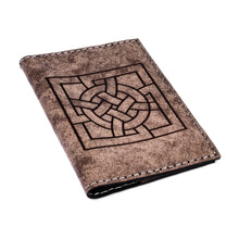 Load image into Gallery viewer, Geometric Accented Brown 100% Suede Passport Holder - Emblem of Adventures | NOVICA

