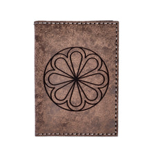 Load image into Gallery viewer, Floral Accented Brown 100% Suede Passport Holder - Emblem of Journey | NOVICA
