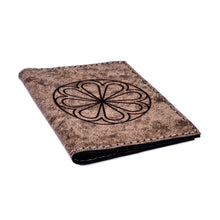 Load image into Gallery viewer, Floral Accented Brown 100% Suede Passport Holder - Emblem of Journey | NOVICA
