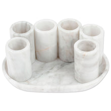 Load image into Gallery viewer, Set of 6 Modern Ivory Natural Onyx Tequila Glasses - Ethereal Modernity | NOVICA
