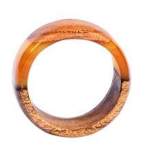 Load image into Gallery viewer, Hand-Carved Yellow Apricot Wood and Resin Band Ring - Chic Sunshine | NOVICA

