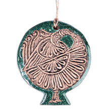 Load image into Gallery viewer, Bird-Themed Pomegranate-Shaped Teal Ceramic Home Accent - Sky Energies | NOVICA
