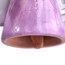 Load image into Gallery viewer, Painted Angel-Themed Purple Glazed Ceramic Bell Ornament - Purple Angelic Melodies | NOVICA
