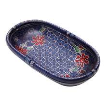 Load image into Gallery viewer, Handmade Batik Oblong-Shaped Blue Pule Wood Decorative Bowl - Water Batik | NOVICA
