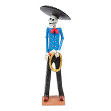 Load image into Gallery viewer, Handcrafted Traditional Skeleton Gentleman Ceramic Sculpture - The Bravest Catrin | NOVICA
