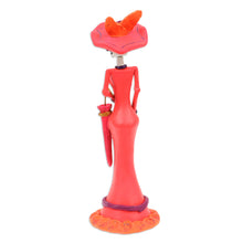 Load image into Gallery viewer, Hand-Painted Floral Lady Catrina Ceramic Sculpture in Red - Lady Catrina in Red | NOVICA
