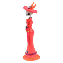 Load image into Gallery viewer, Hand-Painted Floral Lady Catrina Ceramic Sculpture in Red - Lady Catrina in Red | NOVICA
