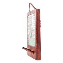 Load image into Gallery viewer, Handcrafted Green Om Teak Wood and Glass Mosaic Coat Rack - Om Spaces | NOVICA
