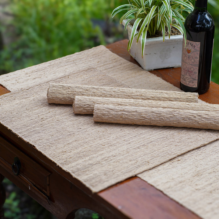 Set of 5 Cotton and Fragrant Root Table Runner and Placemats - Natural Flavor | NOVICA