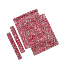 Load image into Gallery viewer, Set of 5 Leafy Red and Ivory Table Runner and Placemats - Red Eden | NOVICA
